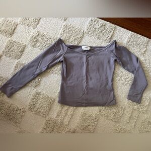 Love Bonito Lavender Off-Shoulder Long Sleeve Top Size Small
